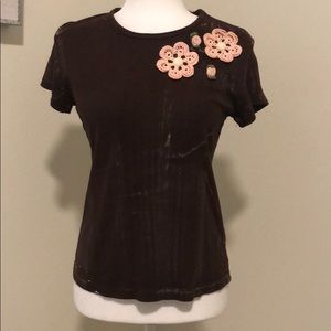 Cotton top with crochet accents